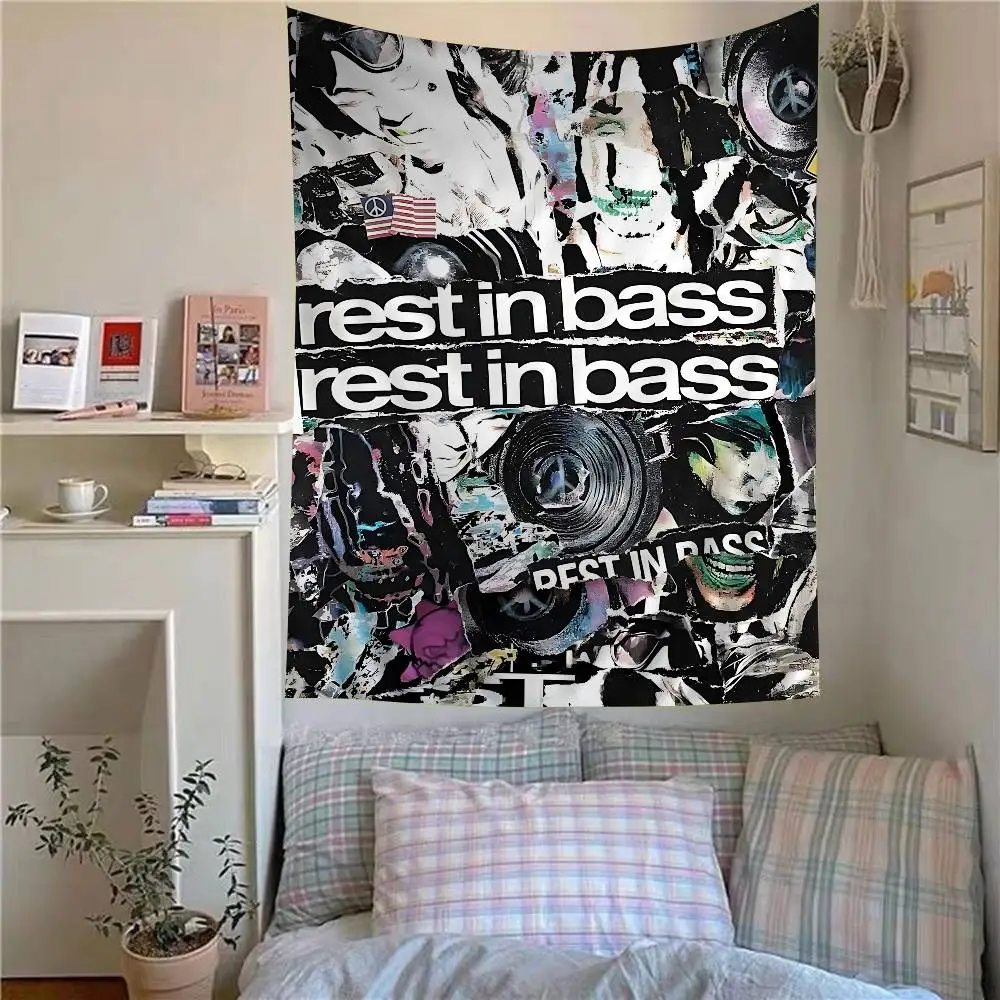 Rapper Che REST IN BASS Hanging Bohemian Tapestry Hanging Tarot Hippie Wall Rugs Dorm Japanese Tapestry