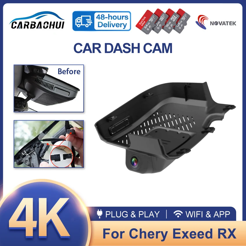 

Видеорегистратор Night Visio 4K UHD Plug and Play Автомобильный видеорегистратор Dash Cam для Chery Exeed RX Yaoguang Omoda C9 9 2023 2024 2025