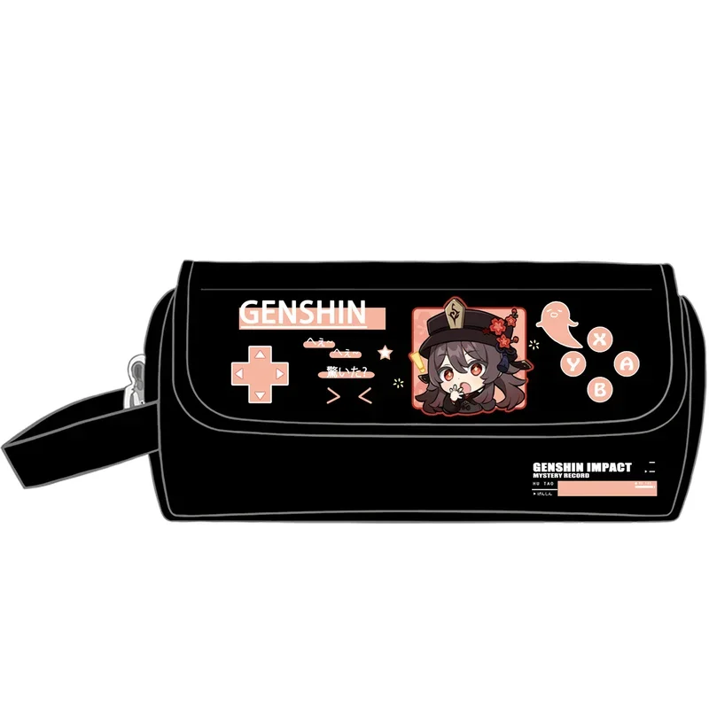 Anime Jogo Hutao Xiao Beelzebul, Kamisato Ayaka, Etc Q Versão Simples Flip Canvas Pencil Case, Presente bonito papelaria