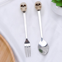 Resin Skull Head Spoon Fork Set Stainless Steel Coffee Tea Dessert Small Portable Gift Eco Friendly Spoon and Fork Set