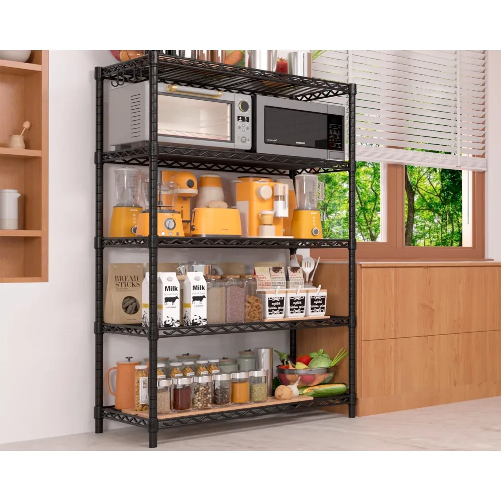 

Wire Metal Storage Shelves - 5 Tier Adjustable Heavy Duty Garage Shelving Unit Organizer Rack, Steel, Customized