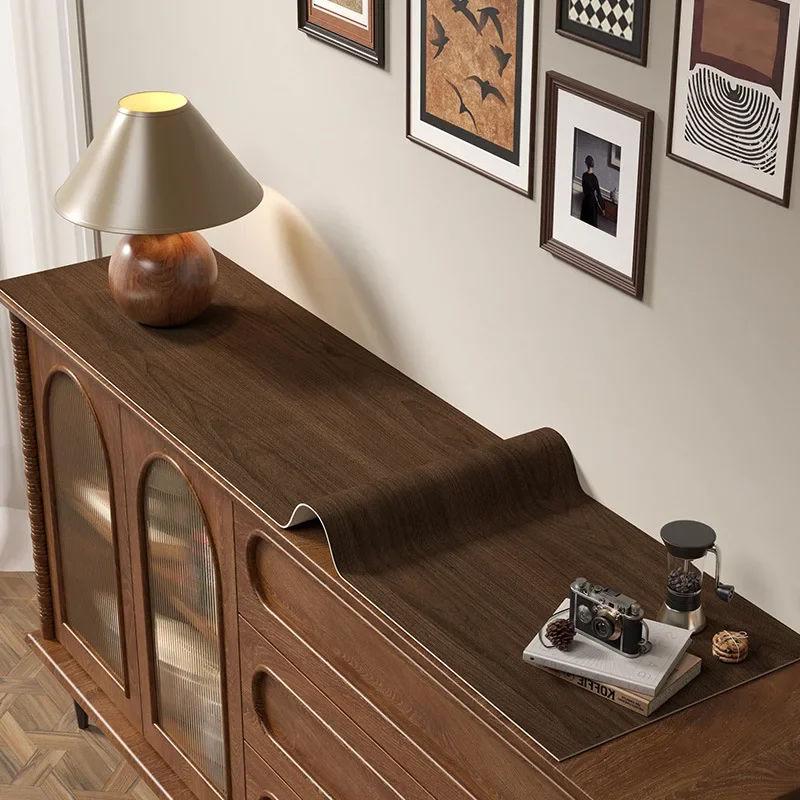 Black Walnut Imitation Wood TV Cabinet Mat Waterproof Entryway Shoe Cabinet Sideboard Table Protector Cover Mat Stain Resistant