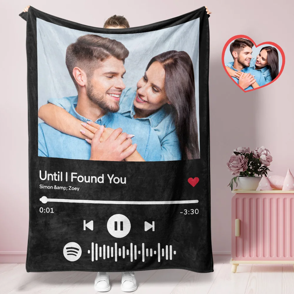 

Custom Music Code Blanket With Text , Scannable Song Code Comfortable Blanket