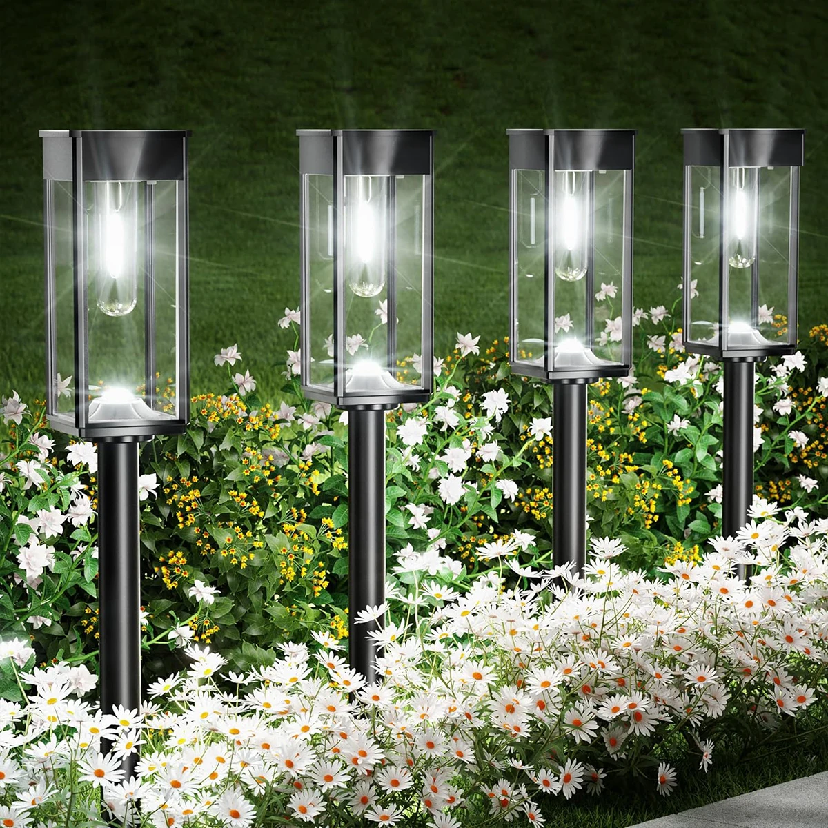 

4pcs Solar Pathway Lights Outdoor Bright Solar Lights Outdoor Solar Garden Lights Solar Powered Landscape Lighting For Yard