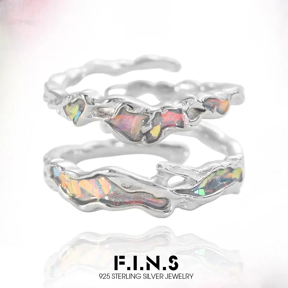 

F.I.N.S оригинальное кольцо из стерлингового серебра S925, женское нерегулярное красочное кольцо с капельной глазурью, открытый регулируемый палец, модные ювелирные изделия
