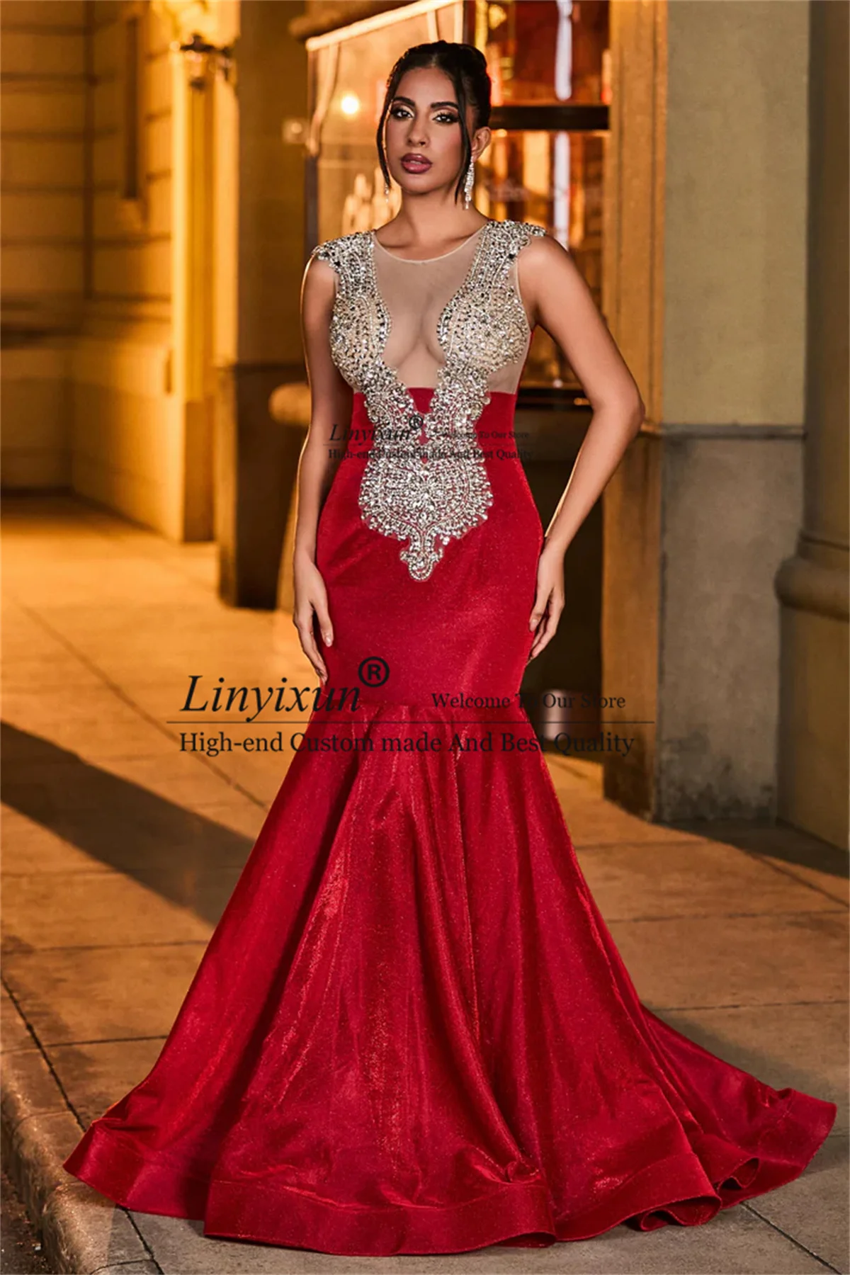 

Роскошные платья для выпускного вечера с бриллиантами и кристаллами русалки, блестящие бархатные платья по индивидуальному заказу, черное вечернее платье длиной до пола для девочек