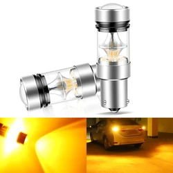 2x BAU15S 7507 bulb PY21W 1156PY Canbus High Power 20 Pieces Chips 100W LED Bulbs For Front or Rear Turn Signal Lights yellow