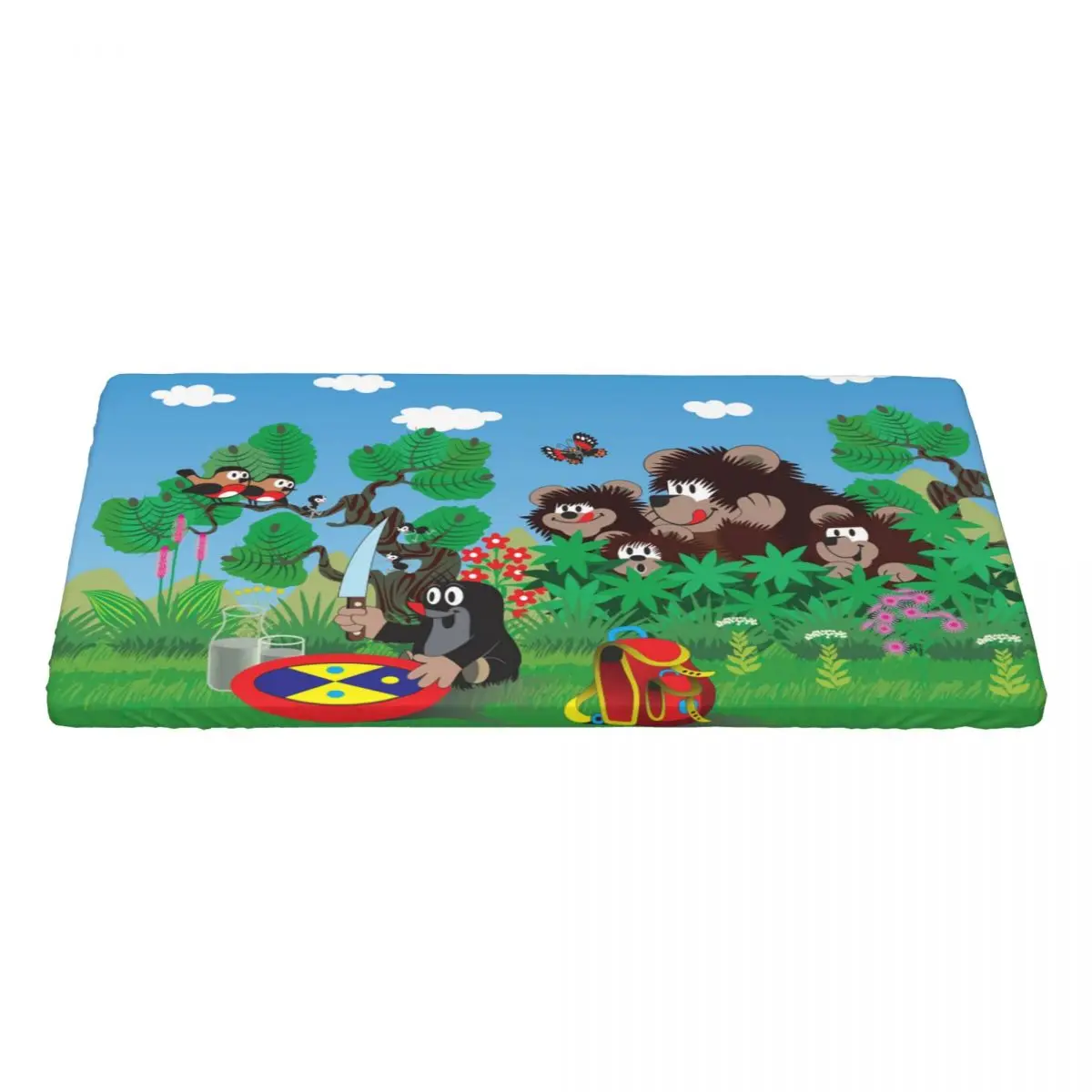 Custom Rectangular Fitted Cartoon Comic Mole Krtek Table Cloth Waterproof Tablecloth Outdoor 4FT Table Cover