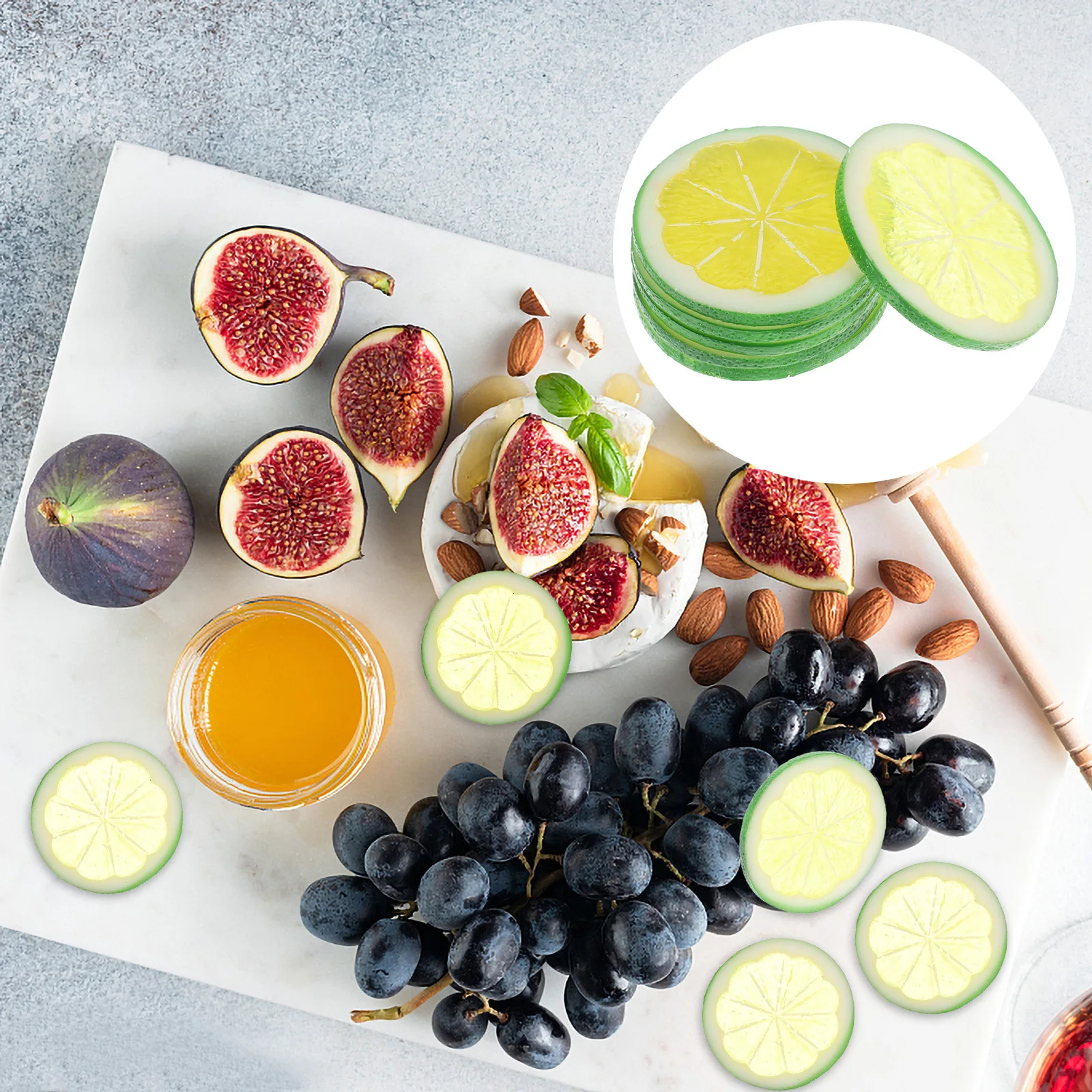 

6Pcs Artificial Lemon Slices Realistic Decorative Citrus Fruit Slices for Photography Props Home Kitchen Table Centerpieces and