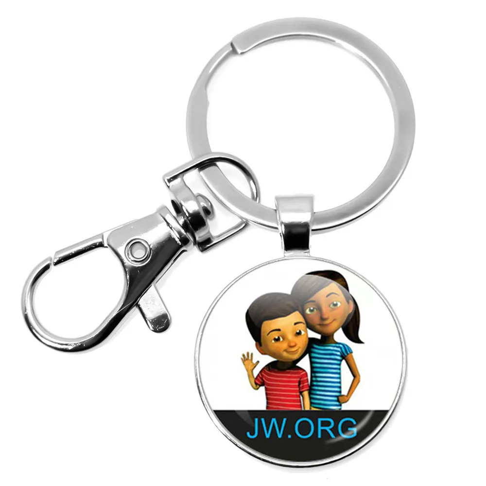 JW.ORG Keychain Jehovah's Witnesses JW Pendant Glass Photo Cabochon Keyring 25mm/30mm Keychain Car Key Charms Jewelry Gifts