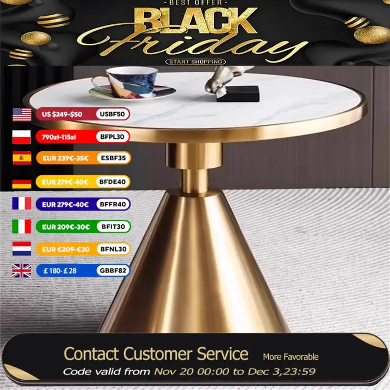 

European Style Gold Coffee Tables Round Decoration Apartment Floor Coffee Tables Living Room Tavolino Salotto Furniture Home
