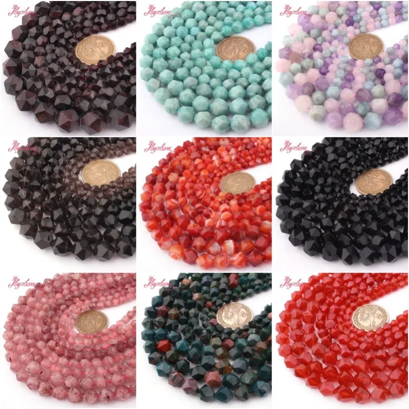 

Natural Stone Beads Faceted Stone Beads For Necklace Bracelat Strand 15" 6mm 8mm 10mm DIY Jewelry Making Beads