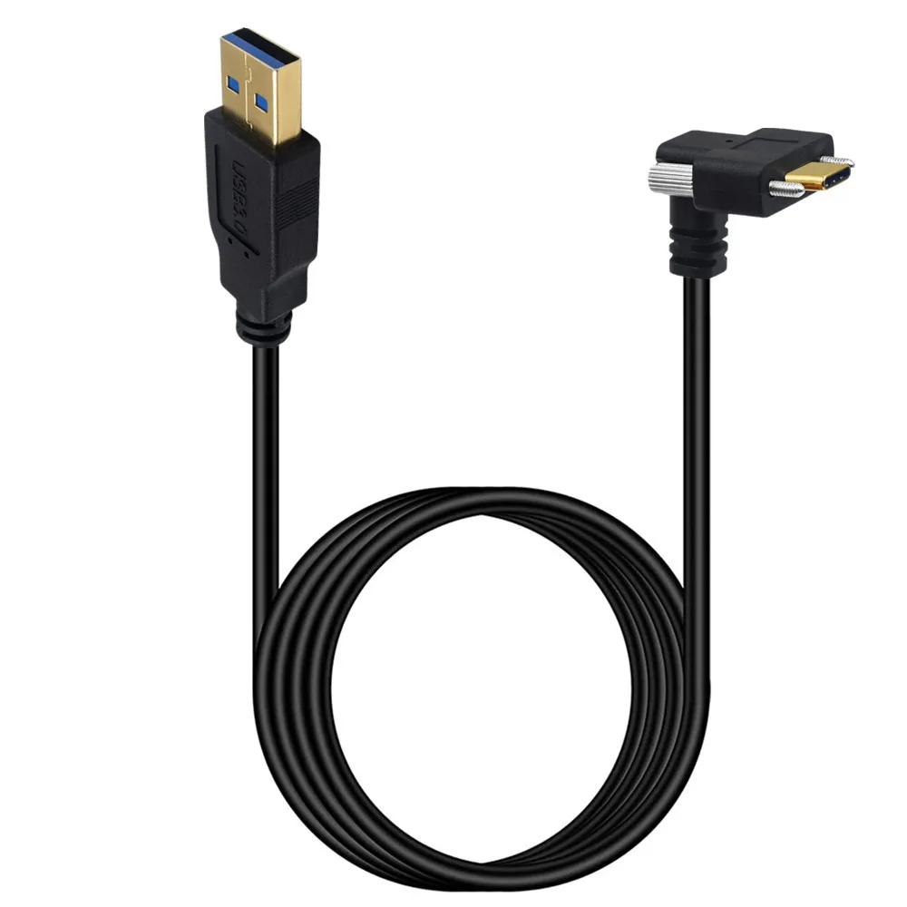 Down Up Angled USB 3.1 Type-C Dual Screw Locking To Standard USB3.0 Data Cable 90 Degree For Camera