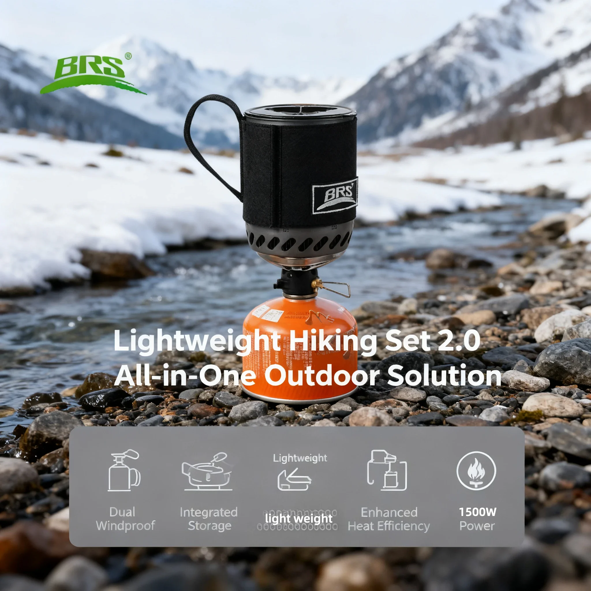 

BRS 61 Camping Integrated Heat Collecting Pot Burner Ultralight Portable Hiking Furnace Outdoor Cooking Backpacking Stove System