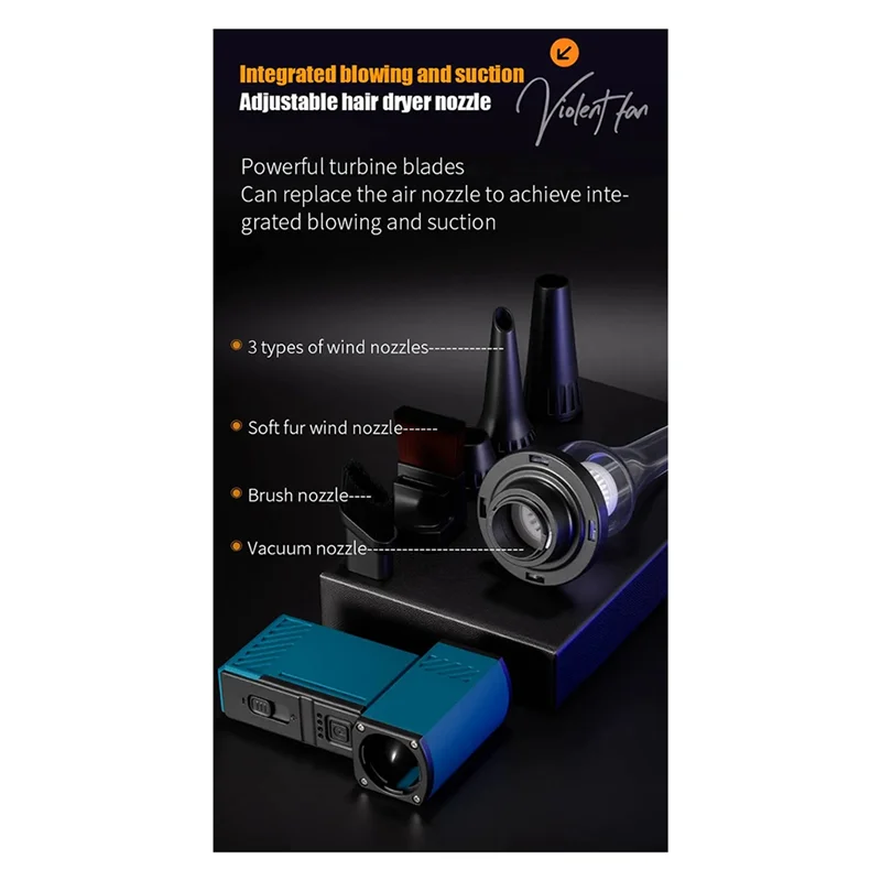 N08R توربو مروحة في الهواء الطلق مروحة يدوية 130000 دورة في الدقيقة مروحة التخييم العنيفة مروحة المحرك Turbofan مكنسة كهربائية محمولة ومنفاخ الغبار أ