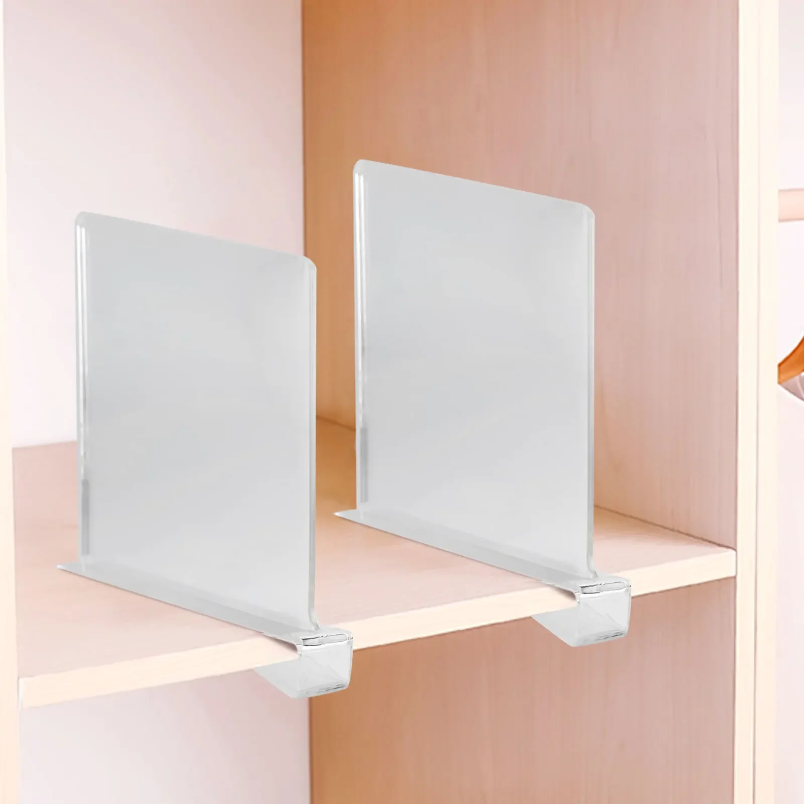 Hot！1Pcs Clear Acrylic Closet Shelf Bookcase Divider Home Use Wardrobe Shelf Bookcase Divider Baffle Commodity Storage