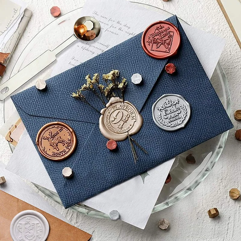 ปิดผนึกขี้ผึ้ง, ชุดตราประทับขี้ผึ้งประกอบด้วย4เทียน1ช้อนสำหรับการเชิญงานแต่งงาน, บรรจุภัณฑ์ไวน์, บรรจุภัณฑ์ของขวัญฯลฯ