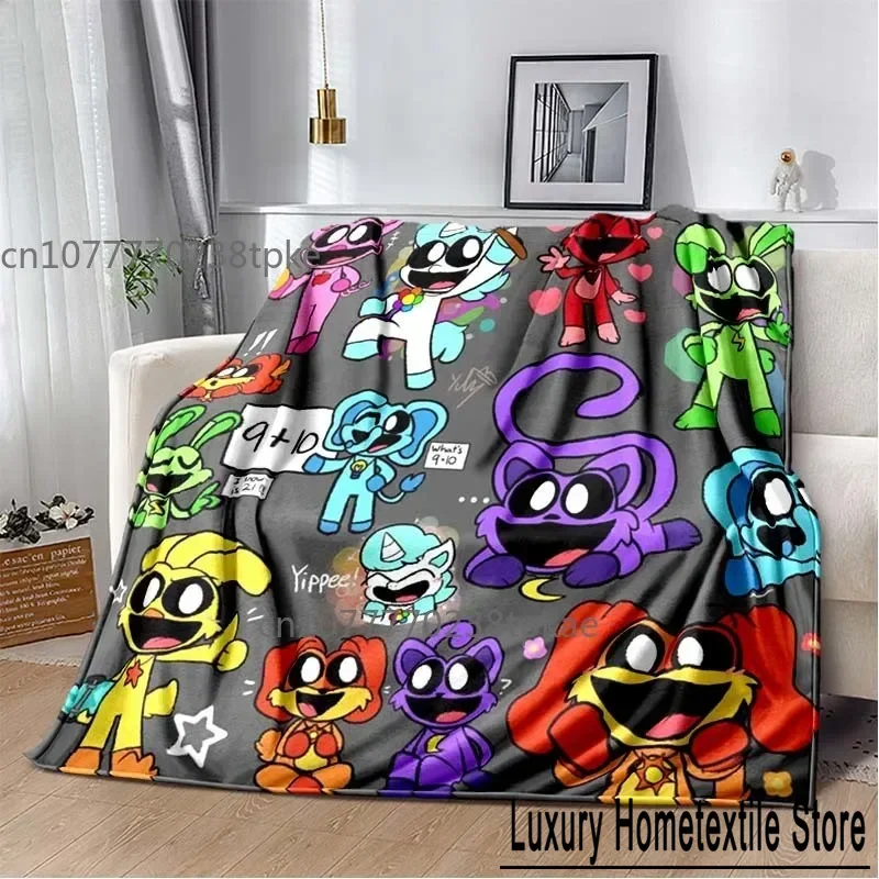 3D Print Smiling Critters Cartoon Blankets Throw Blanket for Bedroom Living Room Sofa Bed Office Car Gift