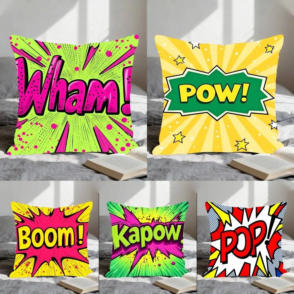 Modern Comic Book Art Pillow Case Cushion Cover Soft Cute Throw Pillow Case For Car Sofa Pillowcase Polyester With Zipper
