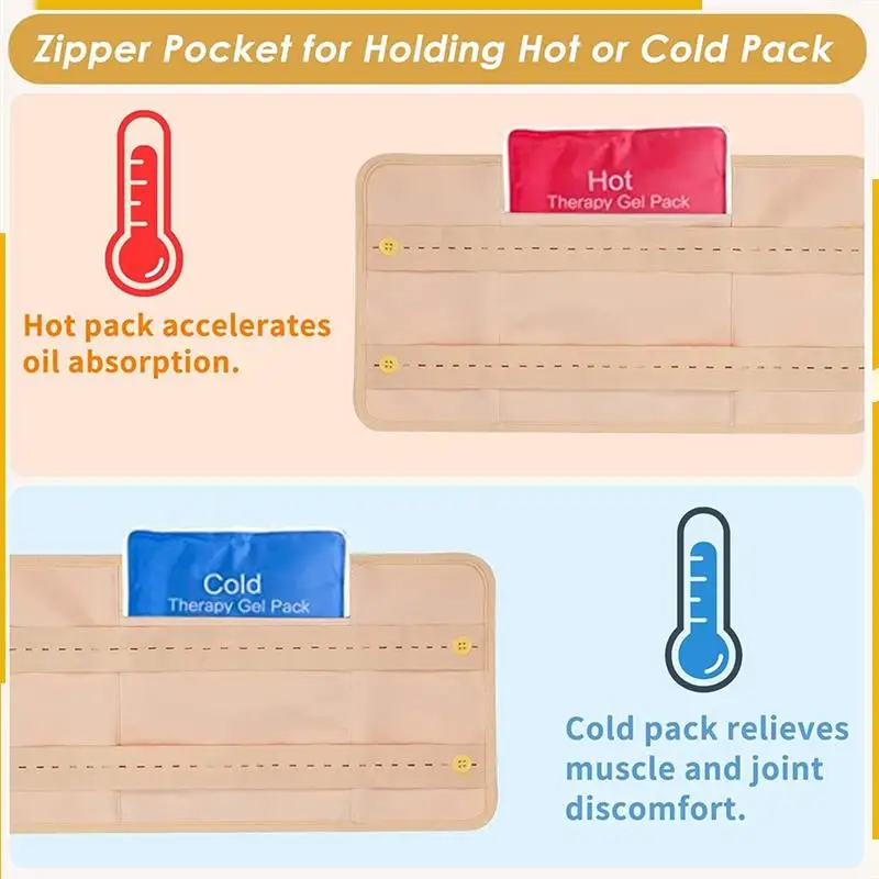 A76K Rizinusöl-Packung, Rizinusöl-Packung, Bio-Baumwolle für Taille und Hals, wiederverwendbare Rizinusöl-Packungen Khaki