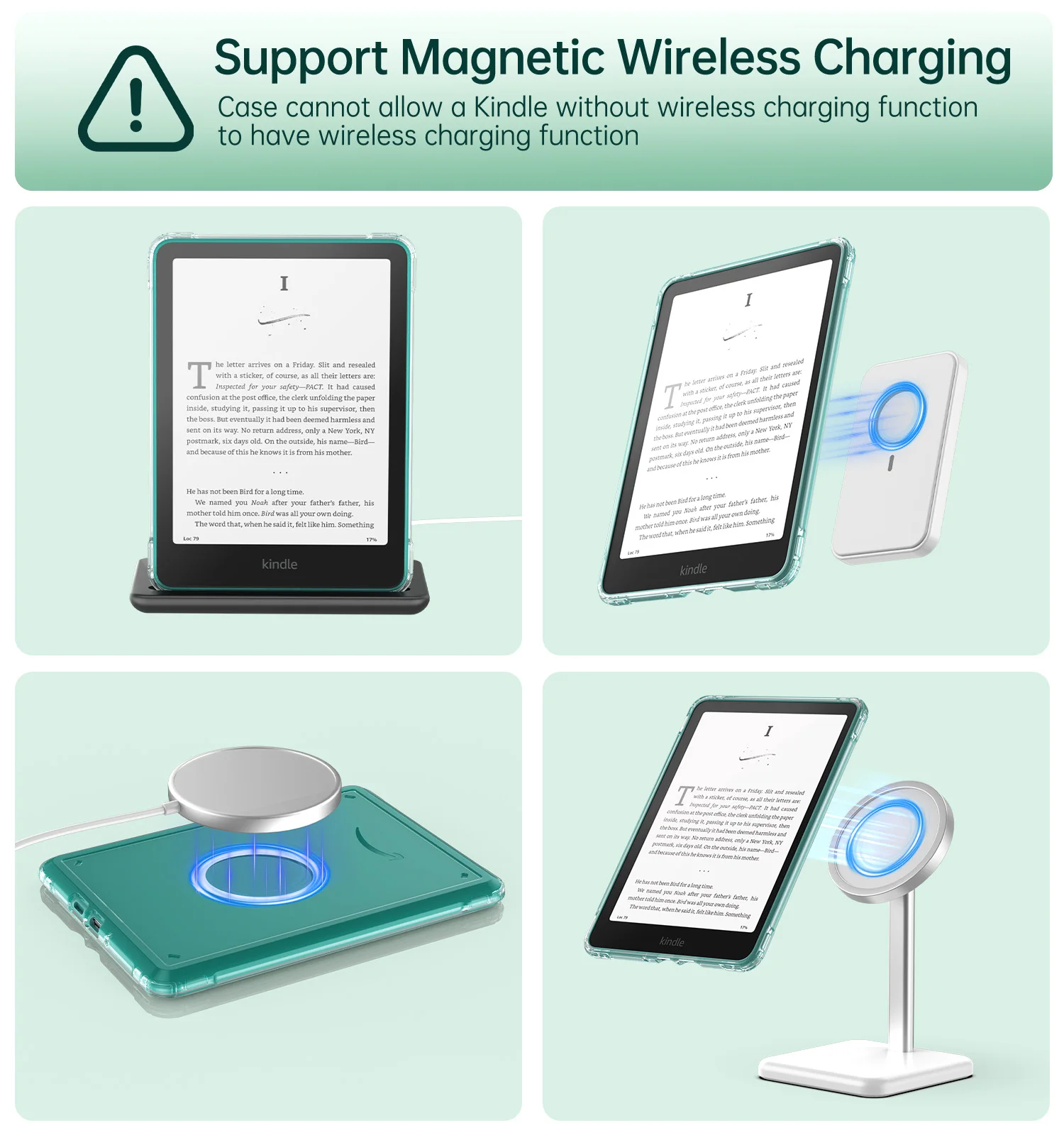 360 ° حافظة دوارة لجهاز Kindle Paperwhite 12th Generation 2024 غطاء خلفي شفاف قابل للفصل مغناطيسي قابل للتعديل #5