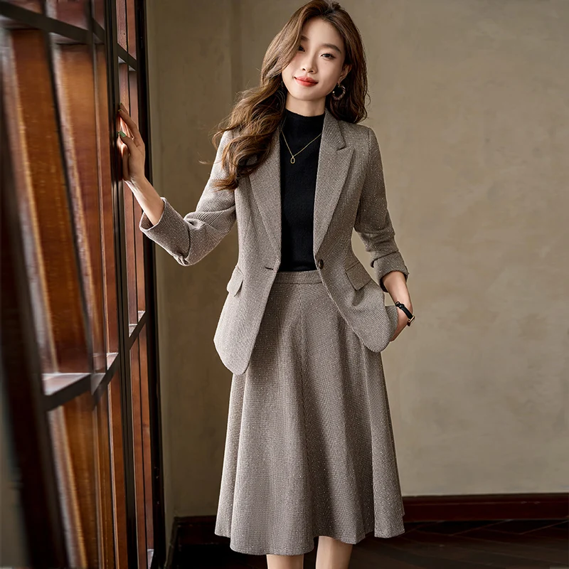 China Humen Wholesale CityProfessional suit set skirt for women autumn 2024 new style temperament, high-end feeling, slim fit an