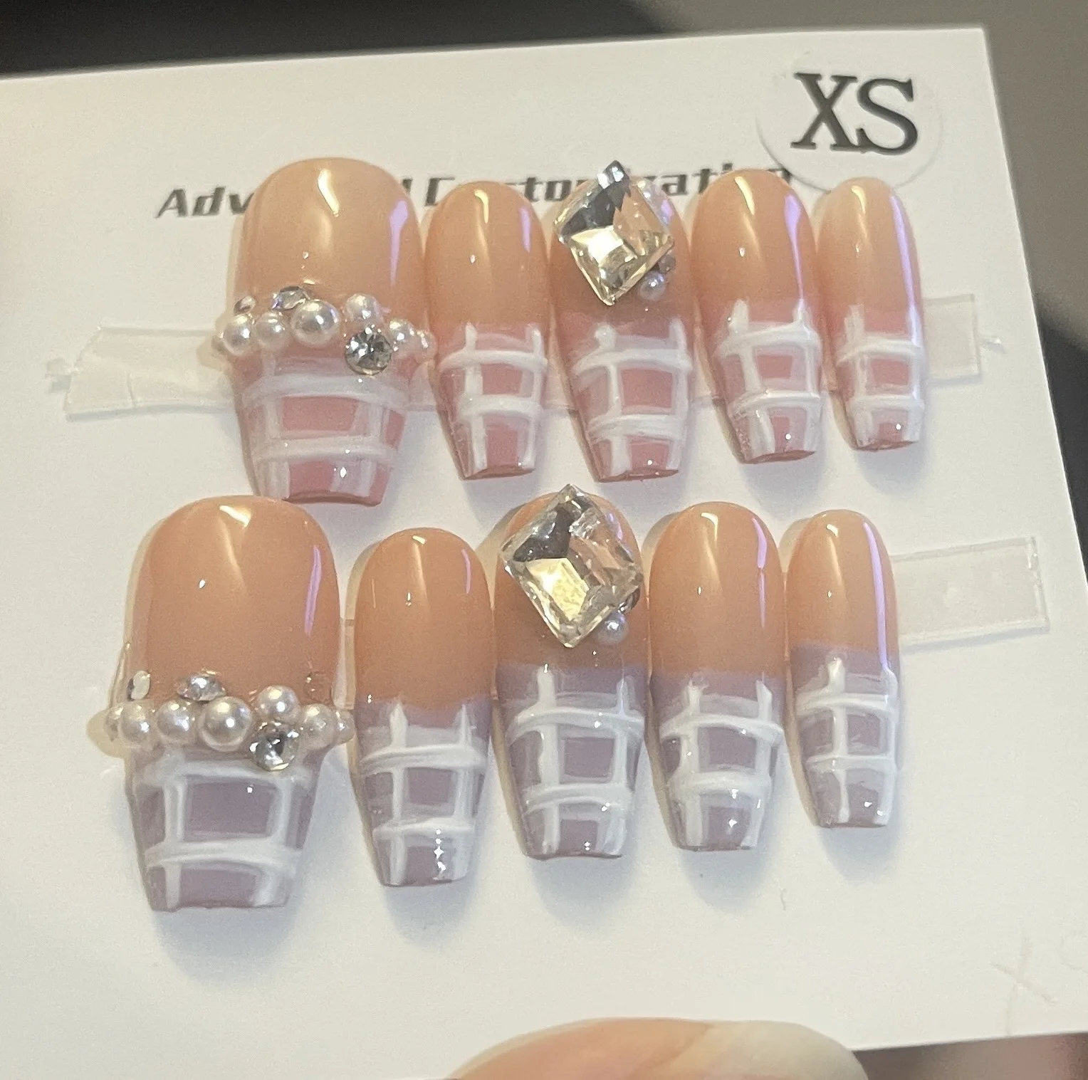 

Nails Set Press On Pure Handmade Wearable Nails Love Butterfly Fashion Fake Nails bear Black Write Blue Pink Accessories