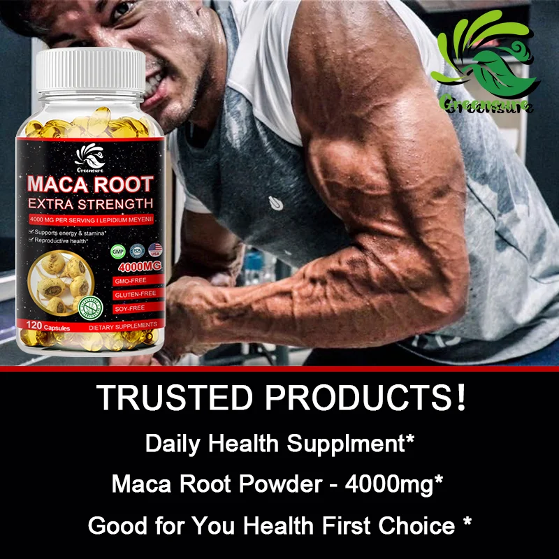 Greensure Maca Root Capsules | 4000mg | 60/120 Caps | Red Yellow Black Maca Root | Superfood | Non-GMO, Gluten Free Supplement