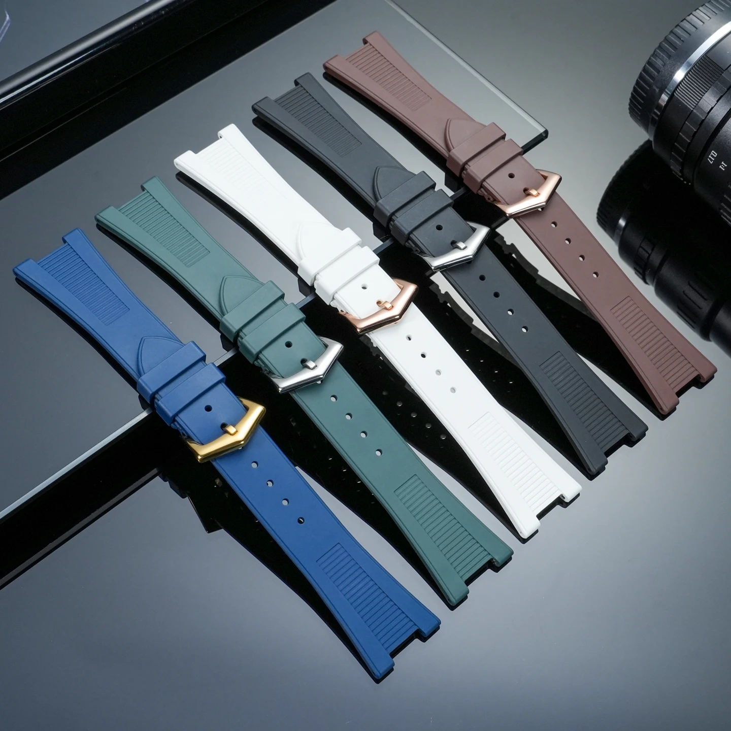 25*12mm Notch FKM watch Strap For Patek Philippe Nautilus 5711 5712 sotf fluororubber Watchband men sports rubber Band Bracelet