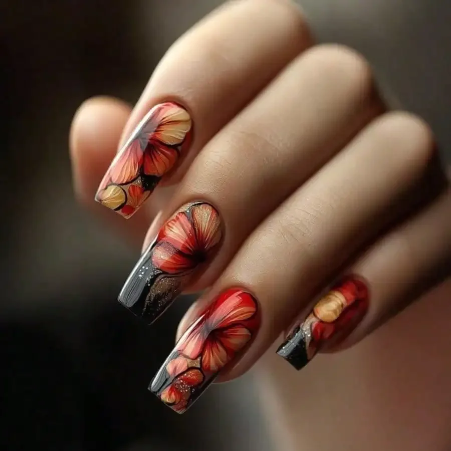 

24Pcs Ballet Floral Press On Nails, Sweet Edgy, Reusable Removable, For Daily Party Date Night, Free Shipping