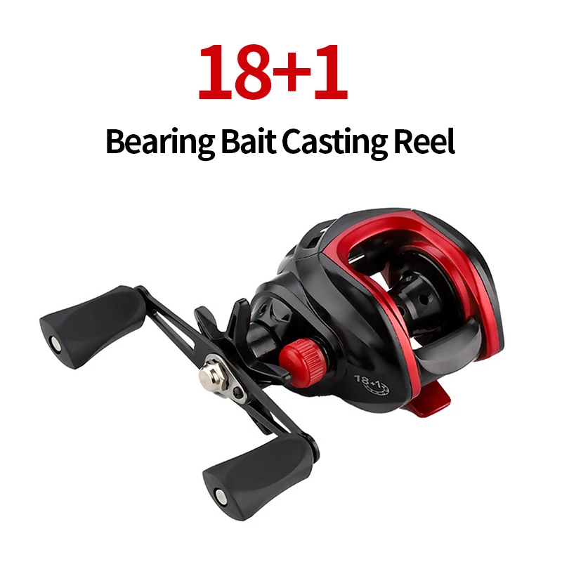 

Ruke Fishing Reel Casting Reel Gear Ratio 6.3 :1 Aluminum Spool Magnetic Brake Bearing 3+1 Only 228g Max Drag 8KG Alloy Handle