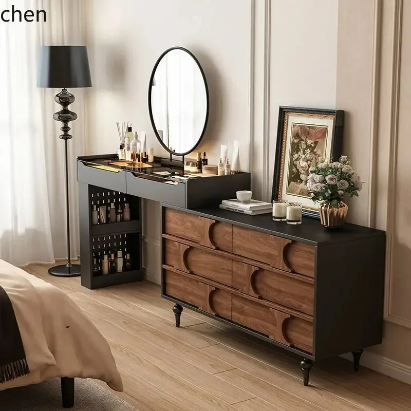 Dressing Table and Chest of Drawers Integrated Extendable Bedroom Makeup Table Vintage Storage Cabinet Vanity TableN9