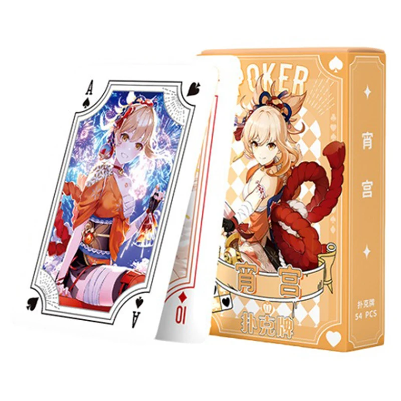 Genshin Impact Naganohara Yoimiya poker playing cards board games child kids toys Children toy deck card game set Anime