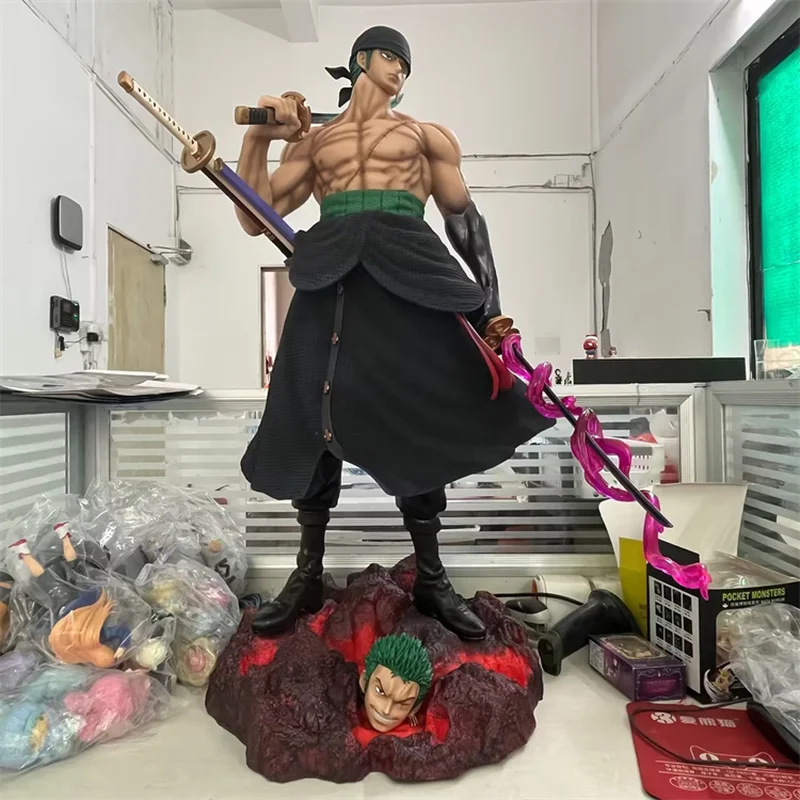 One Piece GK Plattform Großes Messer Tragen Doppelköpfige Schnitzerei Szene Statue Box Handheld Modell Spielzeug für Sammler