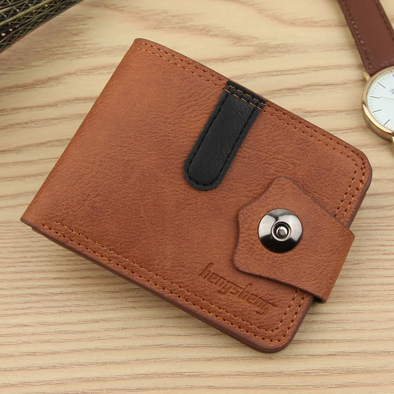 

New Short Men Wallets Small Card Holder Photo Holder Slim Male Print Wallet Zipper Coin Pocket Men Purses