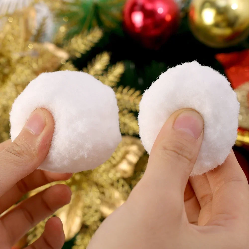 Snow Ball White Fur Pompom Toy Balls Children Kids Play Toys Indoor Outdoor Winter Christmas Xmas Treen DIY Decoration Snowballs