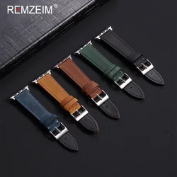 Men's Fashion Crazy Horse Leather Watch Strap for Apple Watch Ultra 2 SE 9 8 7 6 5 Bracelet for iwatch 49/45/44/42mm 41/40/38mm