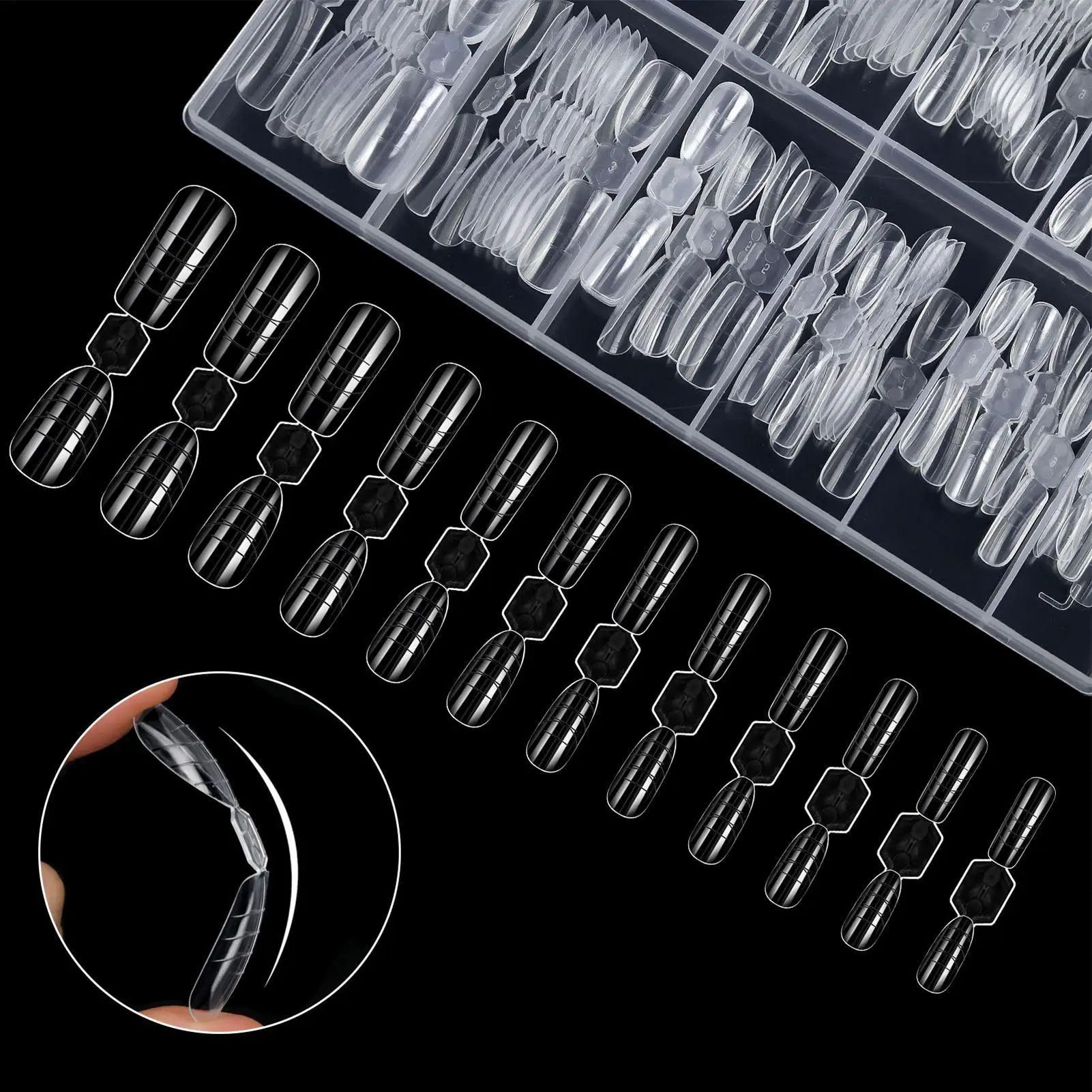 

120pcs/box Nail Duals Forms for Extension Gel Nail Forms for Builders Gel Reusable 12 Sizes Nail Molds Sets for Manicure