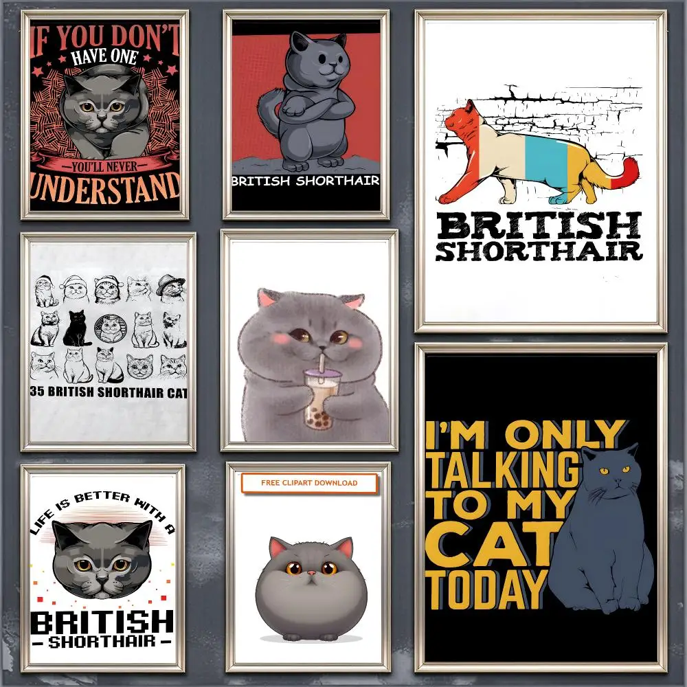 Animal British Shorthair Poster Modern Aesthetic Home Decoration Wall For Living Room Bedroom Home Gift