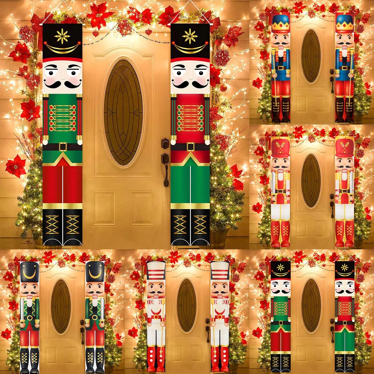 Nutcracker Soldier Banner Christmas Door Curtain Merry Christmas Decoration for Home 2024 Xmas Navidad Natal New Year Gifts