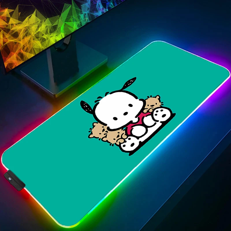 RGB Mouse Pad Pochacco Anime Office Laptop Gaming Accessories LED Keyboard Desk Mat Gamer Carpet Mousepad Backlight Mouse Mats