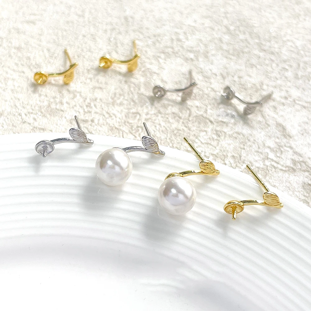 6 Pieces Brass Plated with Genuine Gold Cherry Branches and Leaves Earrings DIY Jewelry Making Semi-finished Product Accessories