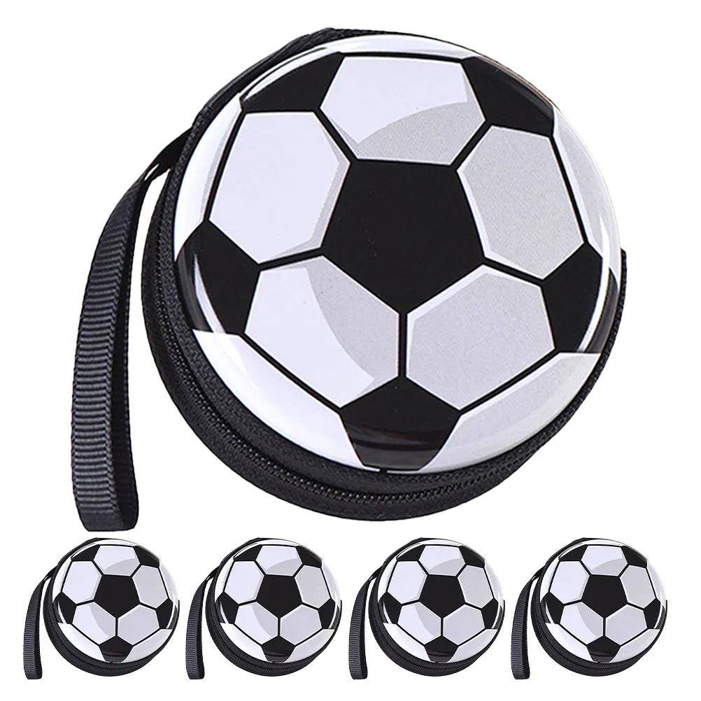 5Pcs Football Coin Pouch Tinplate Storage Box Creative Compact Organizer Multipurpose Portable Soccer Treat Holder