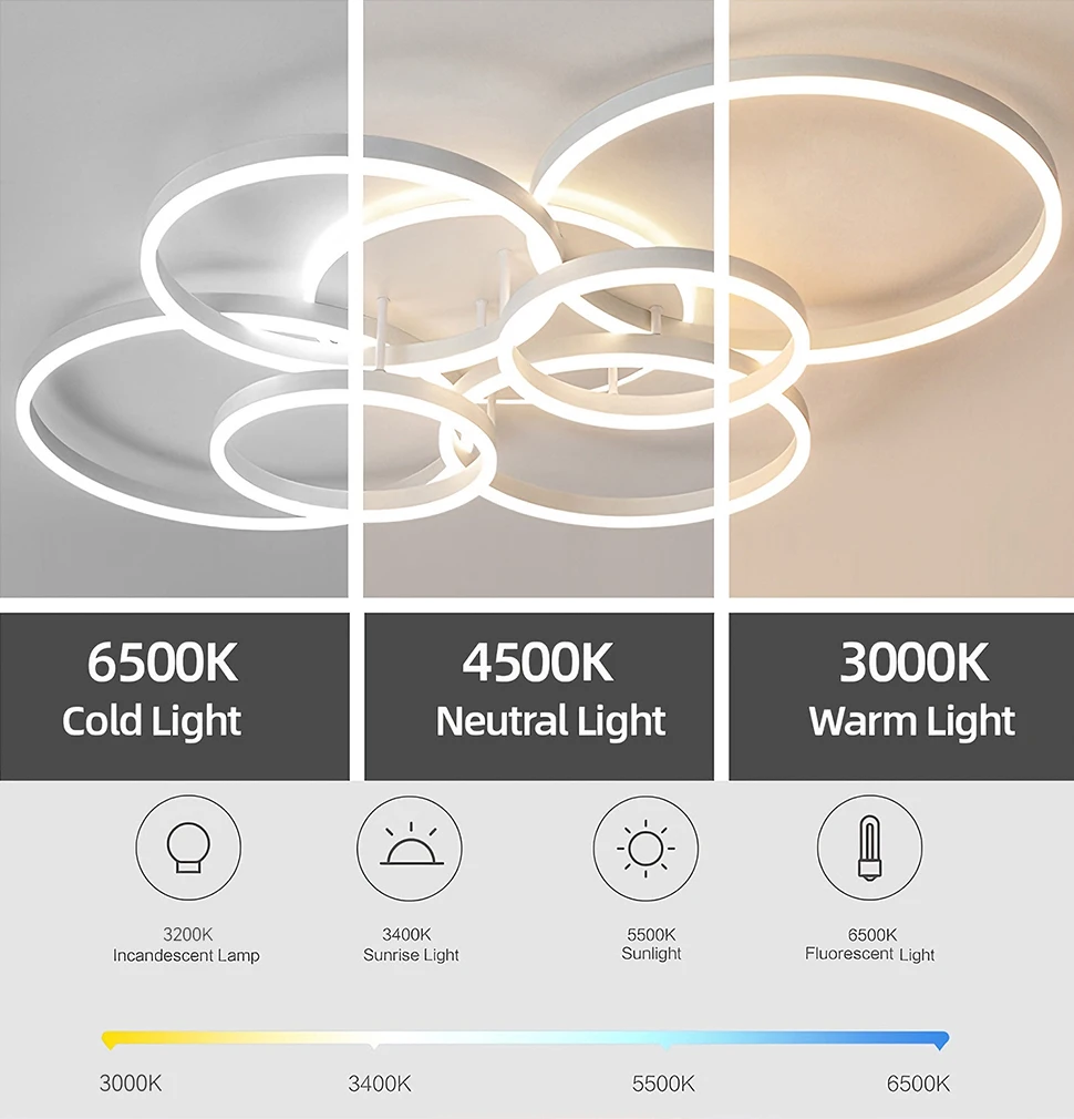 Home Ceiling Chandelier Modern Luxury Ring Ceiling Lamp Nordic Minimalist Lighting Smart Remote Control Ceiling Light Fixture