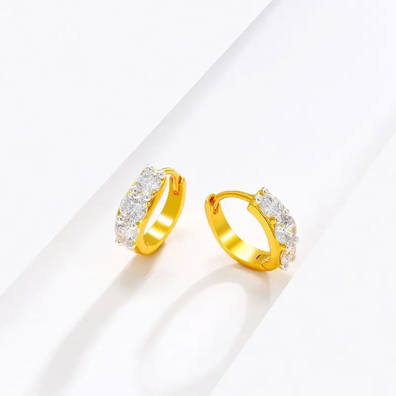 Wholesale--- XP Small 10 mm Zircon Hoop Earrings for Women Fashion Jewelry Mix 2 Gold Plated