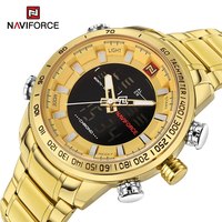 NAVIFORCE Luxury Brand Mens Sport Watch Gold Quartz Led Clock Men Waterproof Wrist Watch Male Military Watches Relogio Masculino