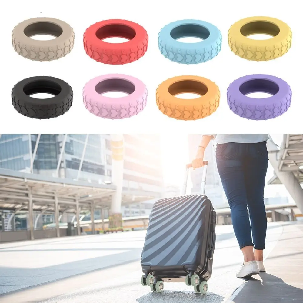 8Pcs Silicone Luggage Wheels Protector Cover Reduce Noise Shock Absorption Luggage Caster Shoes Anti-slip Reduce Wheel Wear