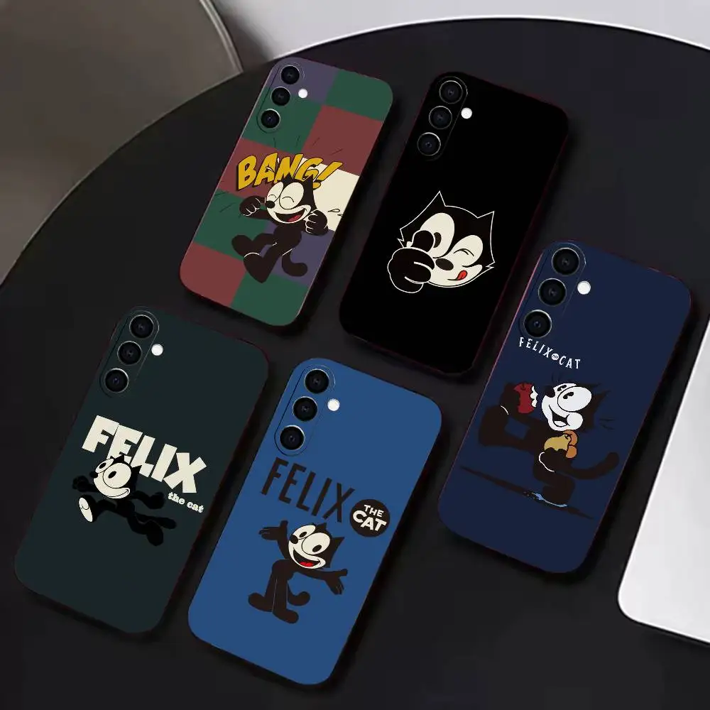 F-felix the Cat Original Cartoon Icon  Phone Case Black Soft Silicone TPU For Samsung A72,A51,A70,A71,A53,A52,A73