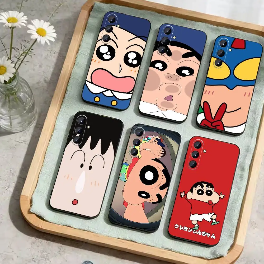 Cartoon J-Crayon Shin-chan Phone Case For Samsung Galaxy A73,A21s,A22,A31,A52,A53,A71,A41Soft Black Shell