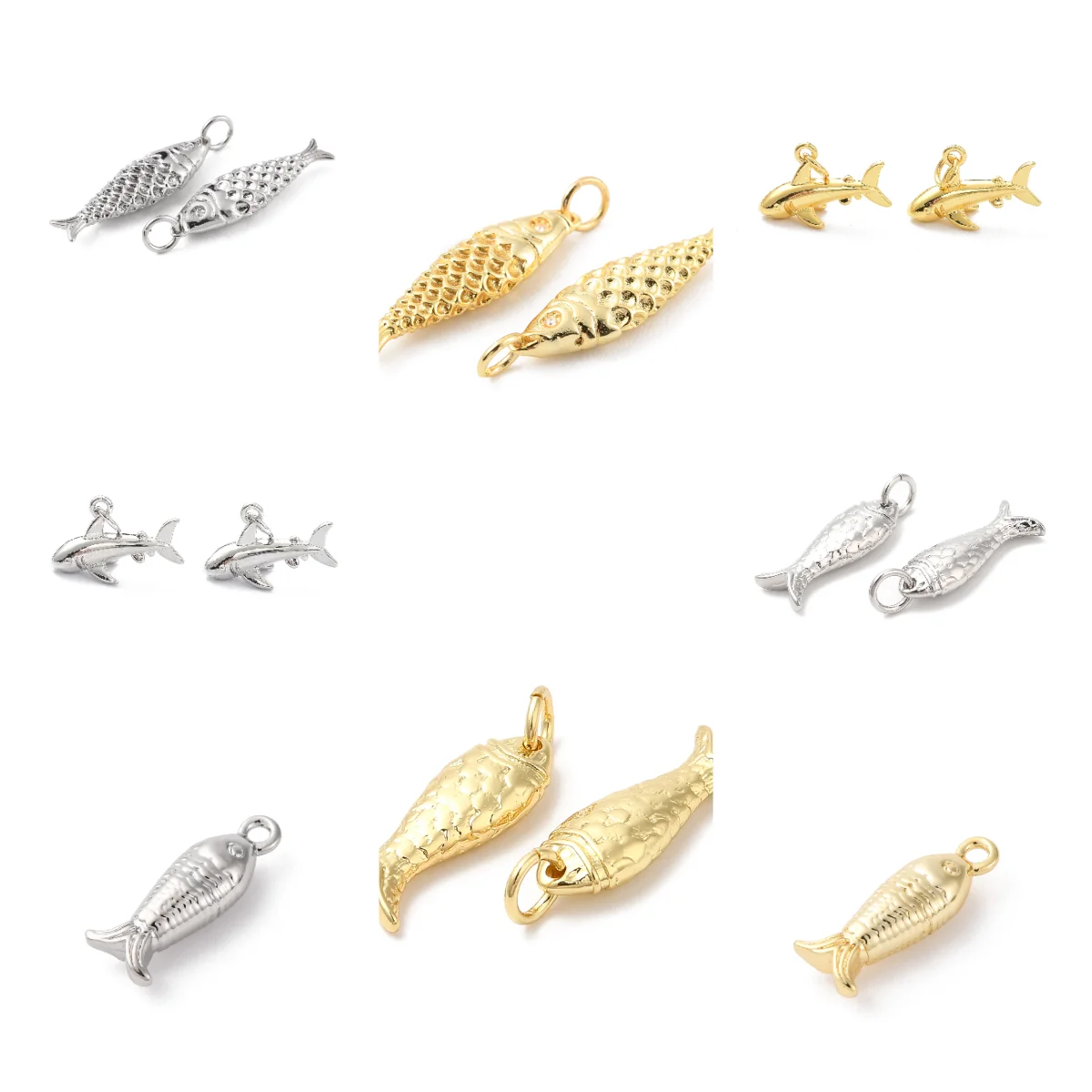 

10pcs Gold Color Brass Shark Shape Crab Fish Charms Pendants for DIY Jewelry Making Bracelet Necklace Findings